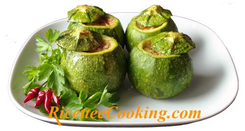 Zucchine tonde ripiene di carne